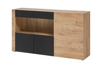 Komoda ASM Aron, ąžuolo/juoda, 160 cm x 40 cm x 93 cm