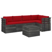 Āra mēbeļu komplekts VLX Garden Pallet Lounge Set, pelēks krās./sarkans krās., 1-4 sēdvietas