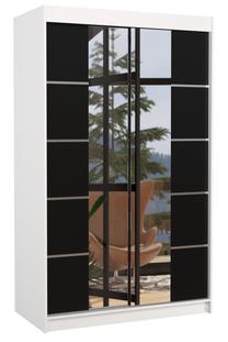Spinta ADRK Genua 120, balta sp./juoda sp., 58 cm x 120 cm x 200 cm, su veidrodžiu
