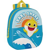 Bērnu mugursoma Safta Baby Shark 3D, zila krās./dzeltena krās., 10 cm x 27 cm x 33 cm
