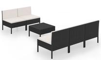 Āra mēbeļu komplekts VLX Garden Lounge Set, melns krās./krēmkrāsas krās., 5 sēdvietas