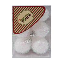 Ziemassvētku eglīšu rotaļlietu komplekts Christmas Touch N3/4012Y, balta krās./sudraba krās., 4 cm, plastmasa, 12 gab.