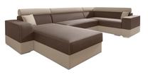 Kampinė sofa Idzczak Meble Infinity Super M05892, ruda sp./smėlio sp., dešininė, 332 x 185 cm x 93 cm