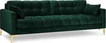 Sofa Micadoni Home Mamaia Velvet, tamsiai žalia sp., 217 x 92 cm x 75 cm