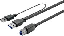 Кабель Vivolink Active PROUSB3AB3C-DUAL 2 x USB A Male, USB Type B Male, 3 м, черный цв.