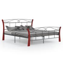 Lova dvigulė VLX Metal 324880, 160 x 200 cm, juoda sp./medžio sp., be čiužinio, su grotelėmis