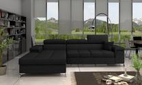 Kampinė sofa Ricardo Kronos 07, juoda sp., kairinė, 205 x 280 cm x 88 cm