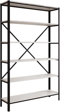 Knygų lentyna ADRK Ralph, juoda sp./blizgios baltos spalvos, 180.2 cm x 30 cm x 110 cm
