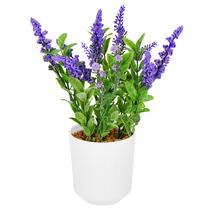 Mākslīgie ziedi Springos, balta krās./zaļa krās./violeta krās., 10 cm