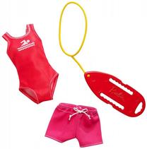 Одежда для кукол Mattel Barbie Fashions Career Lifeguard, красный цв.