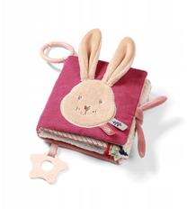 Kūdikio knygelė BabyOno Rabbit Karo, 15 cm, ruda sp./rožinė sp.