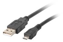 Vads Lanberg USB-A - microUSB CA-USBM-10CC USB 2.0 A male, Micro USB 2.0 B male, 0.5 m, melna krās.