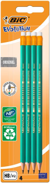 Pieštukas Bic 890275, HB, pilka sp., 4 vnt.