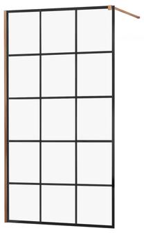 Dušas siena Mexen Kioto Walk-In, 100 cm x 200 cm, melns krās./zeltrozā krās./rūdītais