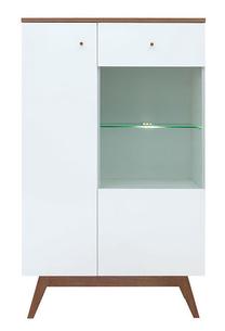 Vitrina Heda REG1D1W, balta sp./maumedžio sp./ruda sp., 85 cm x 40.5 cm x 140.5 cm