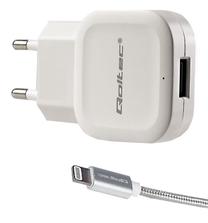 Telefono įkroviklis Qoltec, Europlug/Apple Lightning, balta sp.