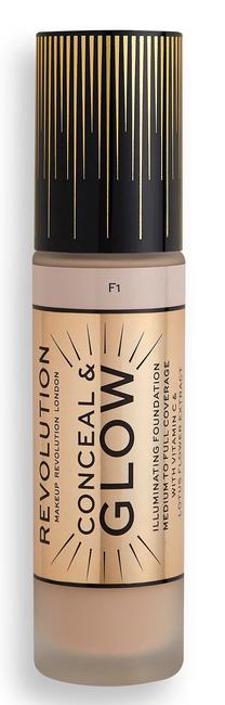 Sejas kosmētika Makeup Revolution London Conceal & Glow, gaiši brūna krās., f1, 23 ml
