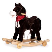 Supamas arkliukas EcoToys Horse XL-106W, mediena, pliušas, juoda sp.