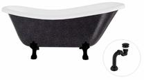 Vonia, laisvai pastatoma Besco Otylia Glam, 170 cm x 77 cm x 68.5 cm, ovalas, balta sp./juoda sp.