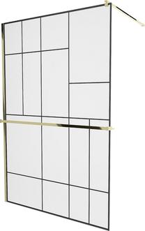 Dušo sienelė Mexen Kioto+ Walk-In, 120 cm x 200 cm, aukso sp./juoda sp./grūdintas