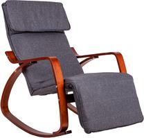 Supamasis krėslas ModernHome With Footrest, balta sp./riešuto sp., 70 cm x 70 cm x 97 cm