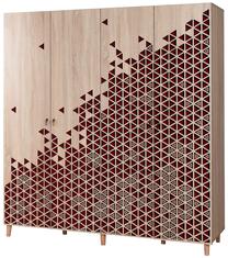 Spinta Kalune Design IMAJ-122, raudona sp./sonoma ąžuolo sp., 180 cm x 52 cm x 192 cm