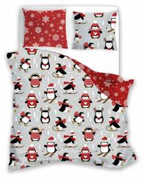 Kalėdinis patalynės užvalkalų komplektas PEM-66, baltas/juodas/raudonas, 160 x 200 cm