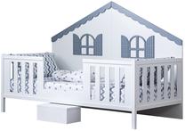 Vaikiška lova Kalune Design Erdek G-My, balta sp./pilka sp., 90 x 190 cm, be patalynės dėžės, be čiužinio