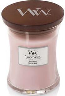 Svece, aromātiskā WoodWick Rosewood, 30 h, 85 g, rozā krās.