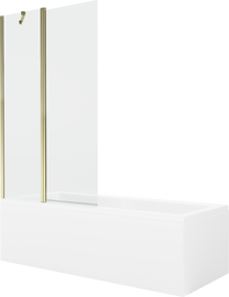 Vanna ar sieniņu, brīvi novietots Mexen Cubik, 150 cm x 70 cm x 40 cm, taisnstūris, caurspīdīga krās./zelta krās.