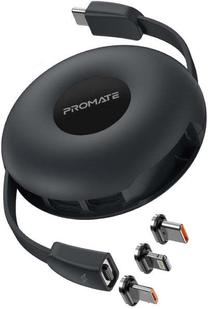 Kabelis Promate Quiver, Lightning/Micro USB/USB-C, 100 cm, juoda sp., 60 W