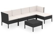 Āra mēbeļu komplekts VLX Garden Lounge Set, melns krās./krēmkrāsas krās., 5 sēdvietas