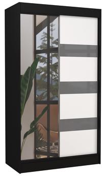 Spinta ADRK Toura 120, balta sp./juoda sp./pilka sp., 61 cm x 120 cm x 215 cm, su veidrodžiu