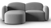 Kampinė sofa Micadoni Home Blair Velvet, pilka sp., kairinė, 194 x 155 cm x 80 cm