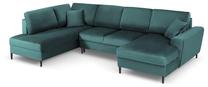 Sofa-lova Micadoni Home Moghan Velvet Panoramic, žalia sp., kairinė, 313 x 194 cm x 88 cm