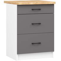 Apatinė virtuvinė spintelė Akord Oliwia S60, ruda/balta/pilka, 60 cm x 46 cm x 85 cm