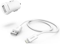 Automobilinis įkroviklis Hama, USB/Apple Lightning, balta sp.