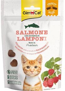 Skanėstas katėms Gimcat Crunchy, lašiša/avietės, 0.05 kg