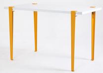 Stalas Kalune Design Eurotas, balta sp./geltona sp., 60 cm x 120 cm x 75 cm