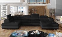 Kampinė sofa Rodrigo Sawana 14, Soft 11, juoda sp., kairinė, 202 x 345 cm x 90 cm