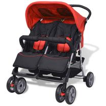 Sportinis vežimėlis VLX Baby Twin Stroller, juoda sp./raudona sp.