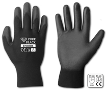 Darbo pirštinės gumuotos Pure Black RWPBC8, suaugusiems, juoda sp., 8, 6 vnt.
