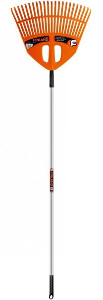 Grābeklis vēdekļa Finland Plastic Lawn Rake 4745090950274, ar kātu, 1970 mm, oranža krās.
