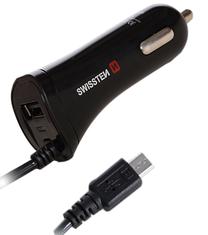 Automobilinis įkroviklis Swissten, Micro USB/USB, juoda sp.