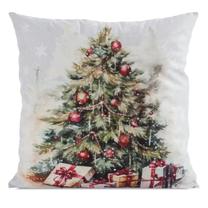Kalėdinis dekoratyvinės pagalvėlės užvalkalas PSWA-328, raudona/žalia/pilka, 45 cm x 45 cm