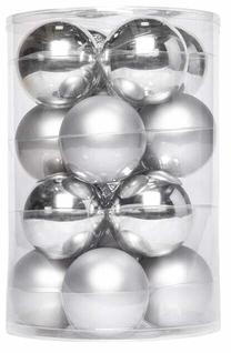 Ziemassvētku eglīšu rotaļlietu komplekts Home Styling Collection Christmas, sudraba krās., 8 cm, stikls, 16 gab.