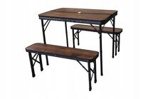 Sulankstomas turistinis stalas su kėdėmis Enero, rudas, 90 cm x 60 cm x 40 - 70 cm
