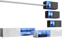 Sekcija ASM Switch XXIV, skaidri sp./balta sp./grafito sp., 250 cm x 40 cm x 150 cm, 6 vnt.