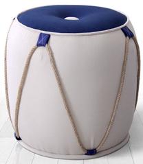 Pufas Hanah Home Fora v2, mėlyna sp./balta sp., 42 cm x 42 cm x 44 cm