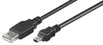 Vads Goobay USB 2.0 A male, USB 2.0 B-mini male, 1.8 m, melna krās.